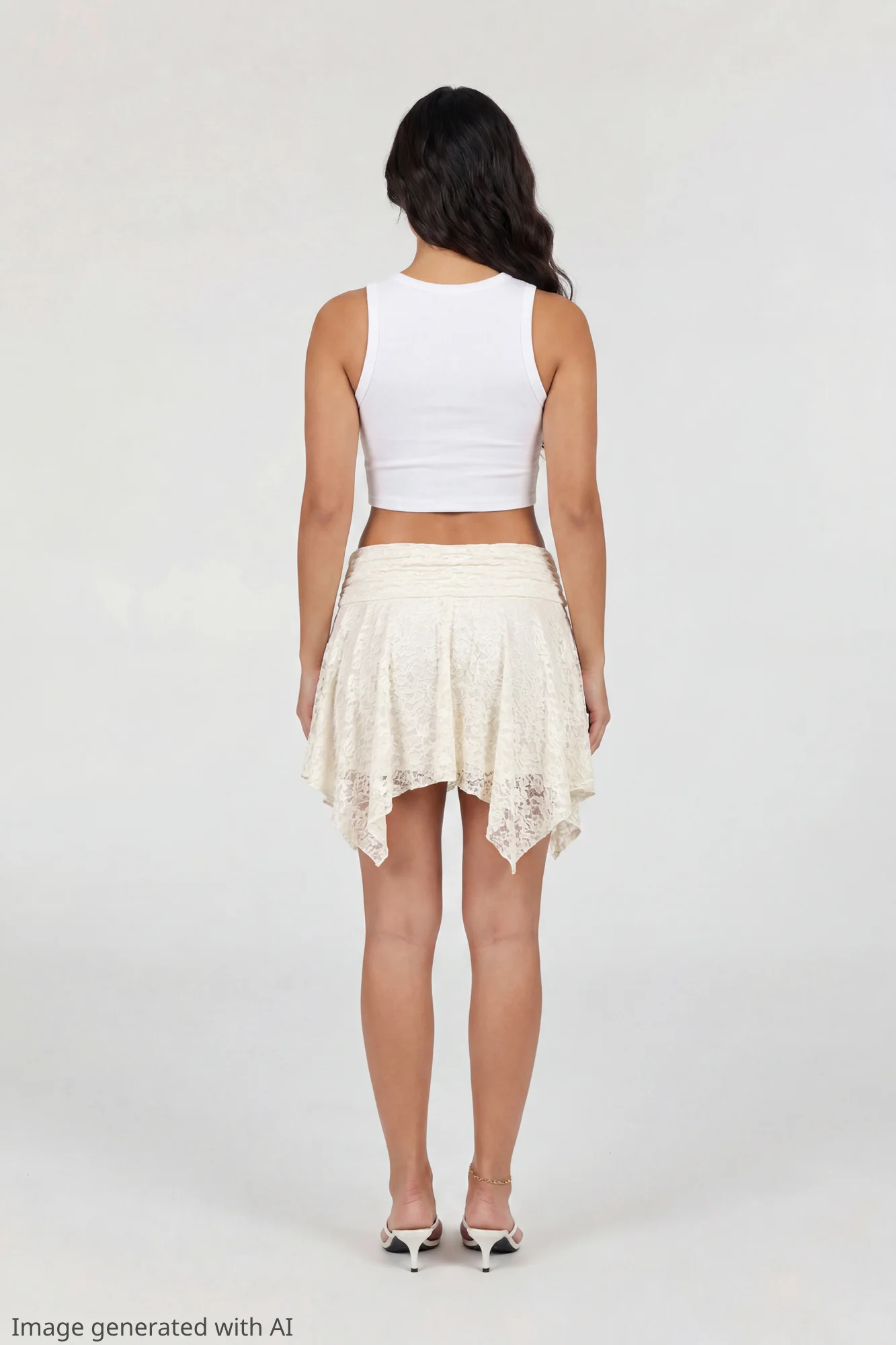 Lace Asymmetrical Mini Skirt - Image 9