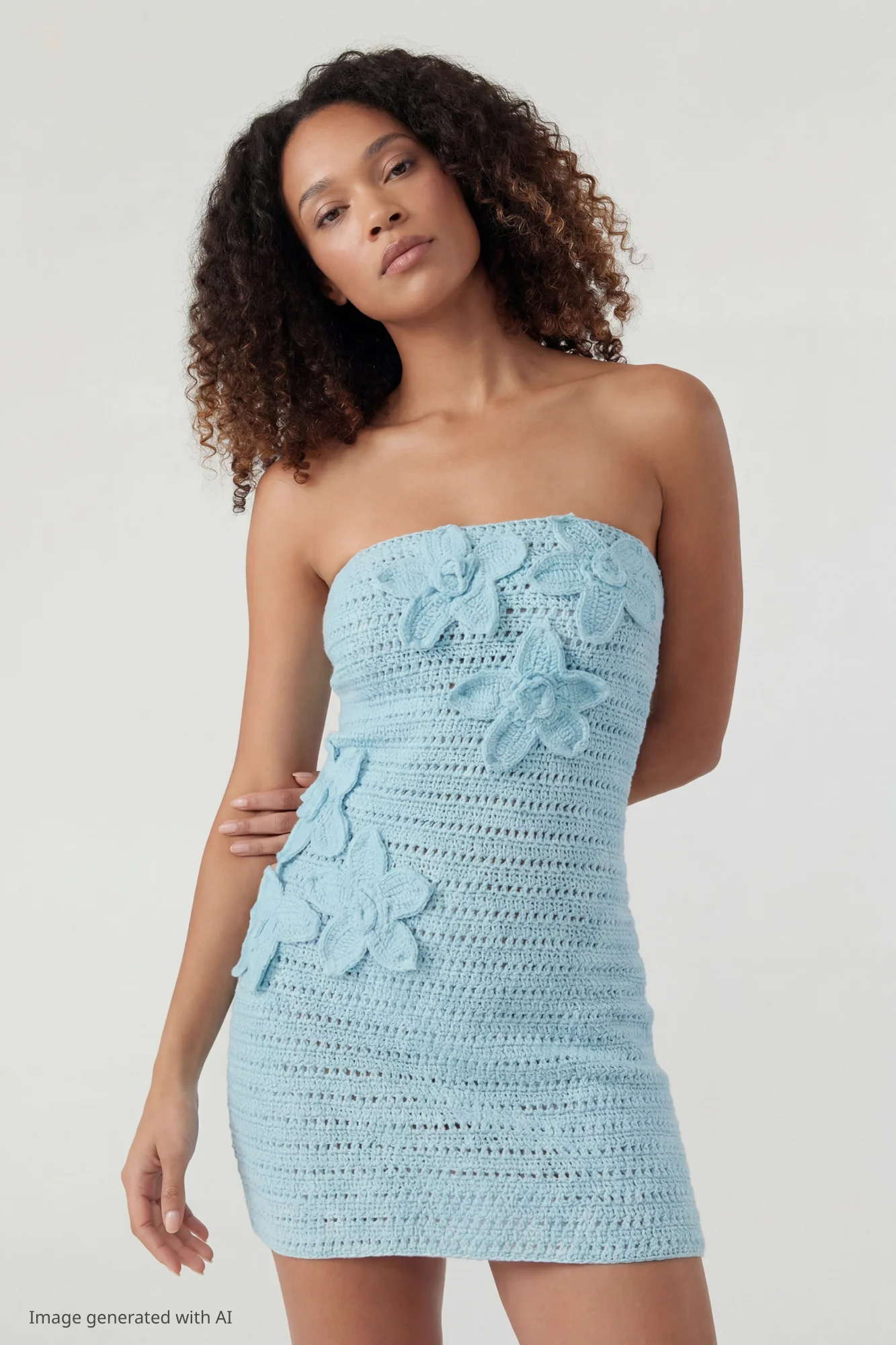 Crochet Floral Mini Tube Dress