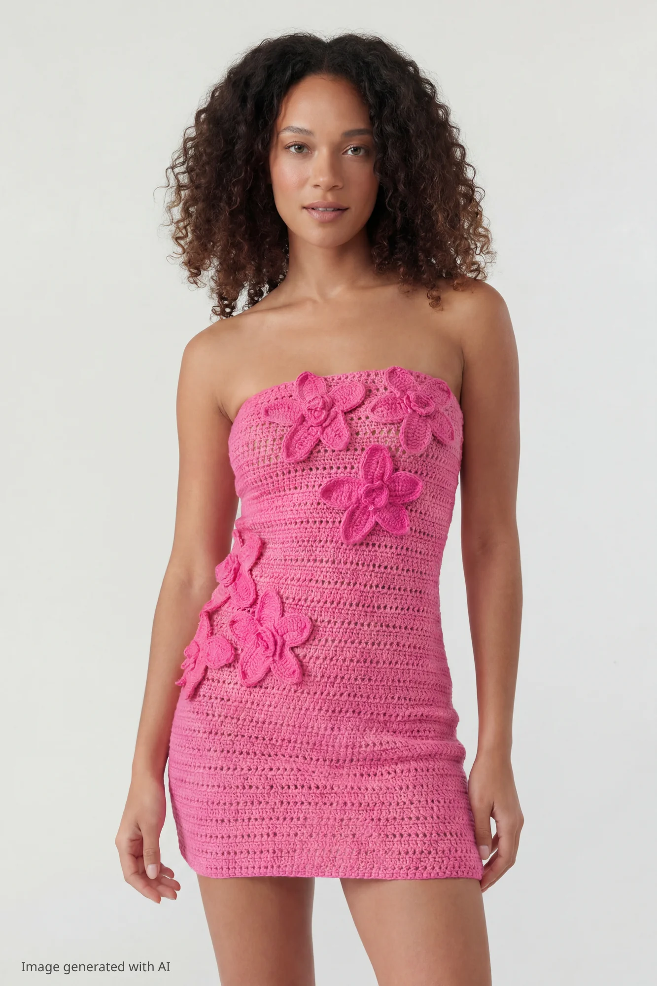 Crochet Floral Mini Tube Dress - Image 16