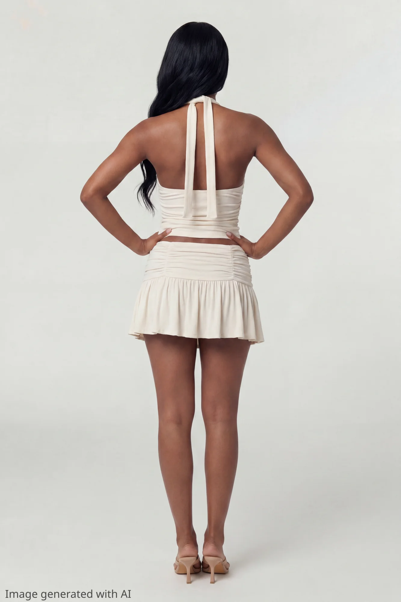 Mesh Halter Top & Mini Skirt Set - Image 2