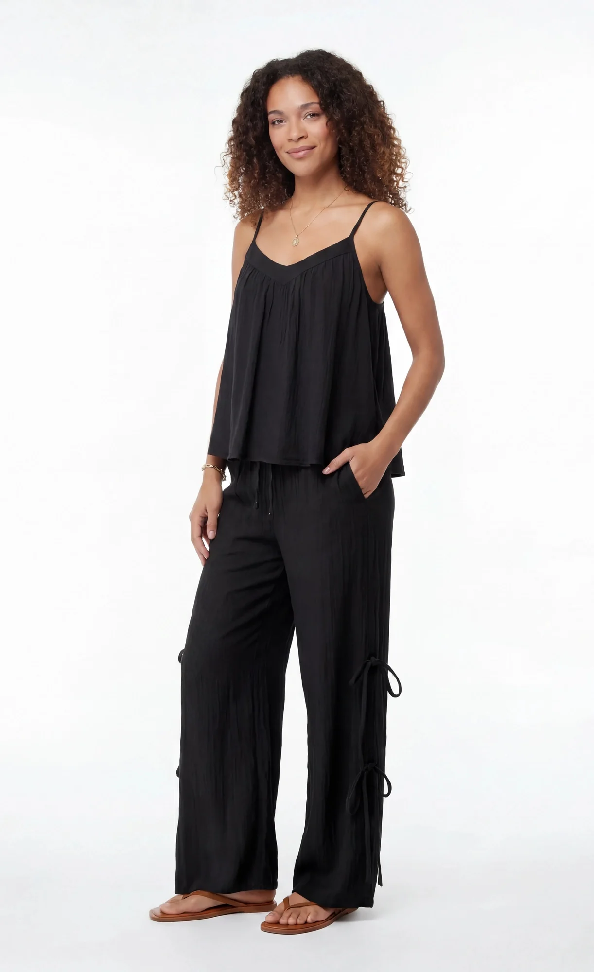 Gauze Tank & Pant with Bow Set - Image 4