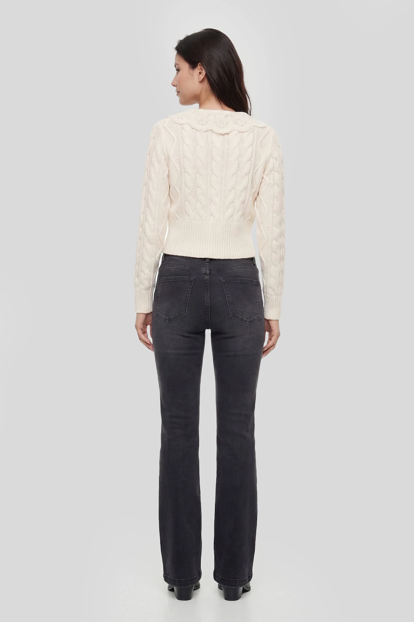 Lace Collar Cable Knit Cardigan - Image 7