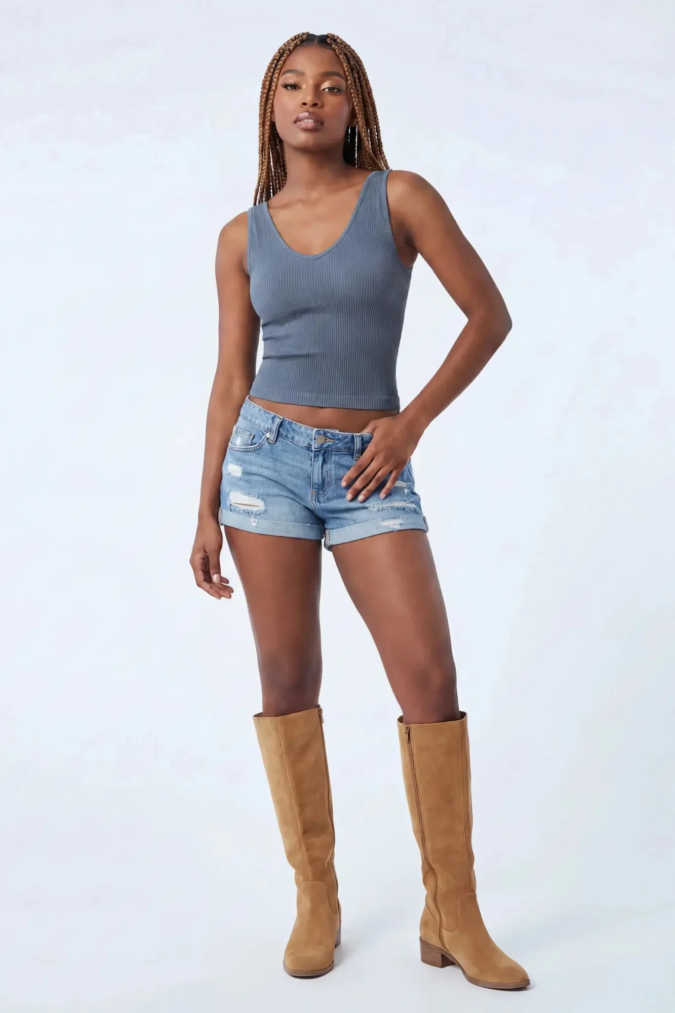 Seamless Ribbed V-Neck Tank
