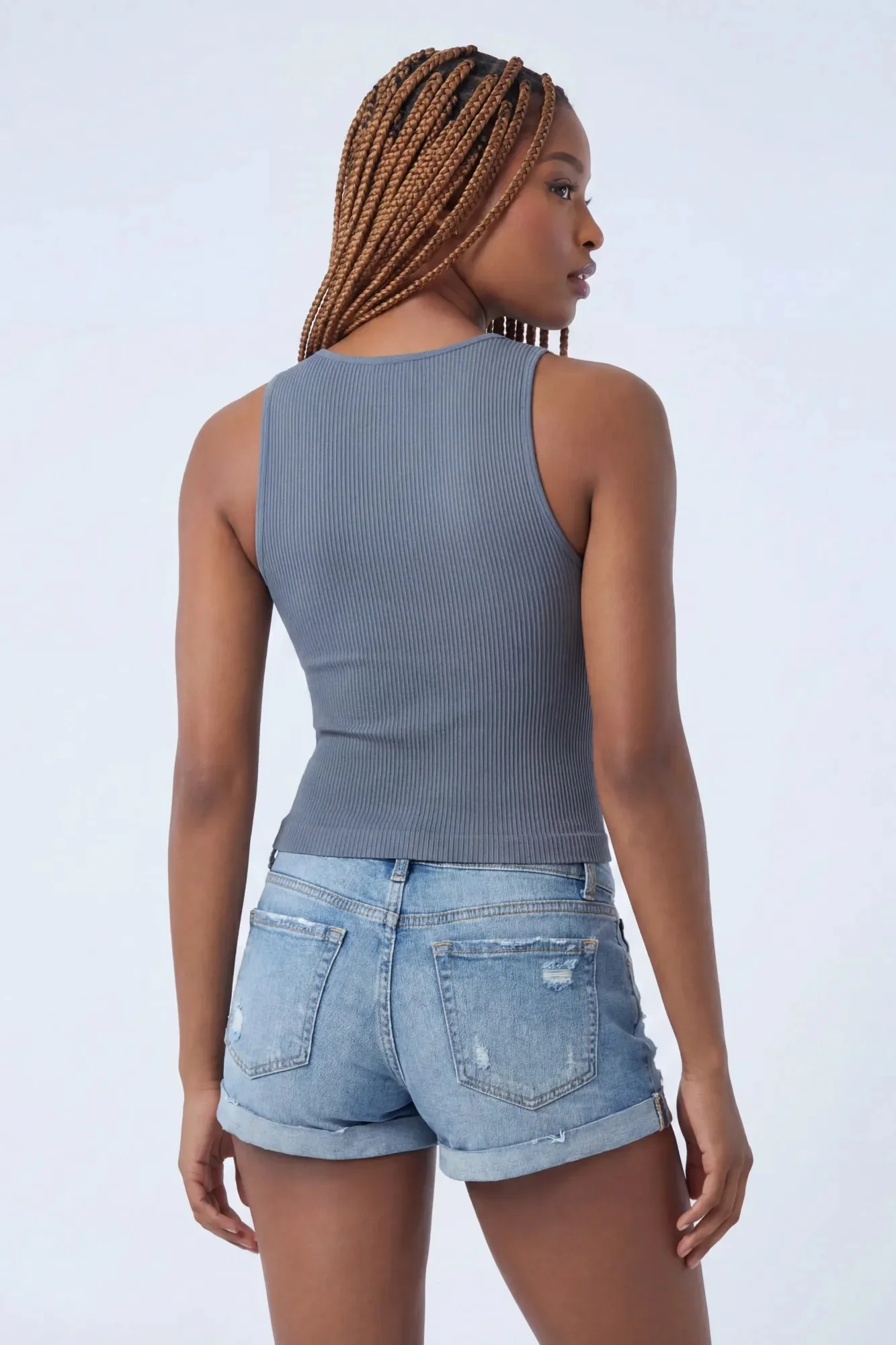 Seamless Ribbed V-Neck Tank - Image 2