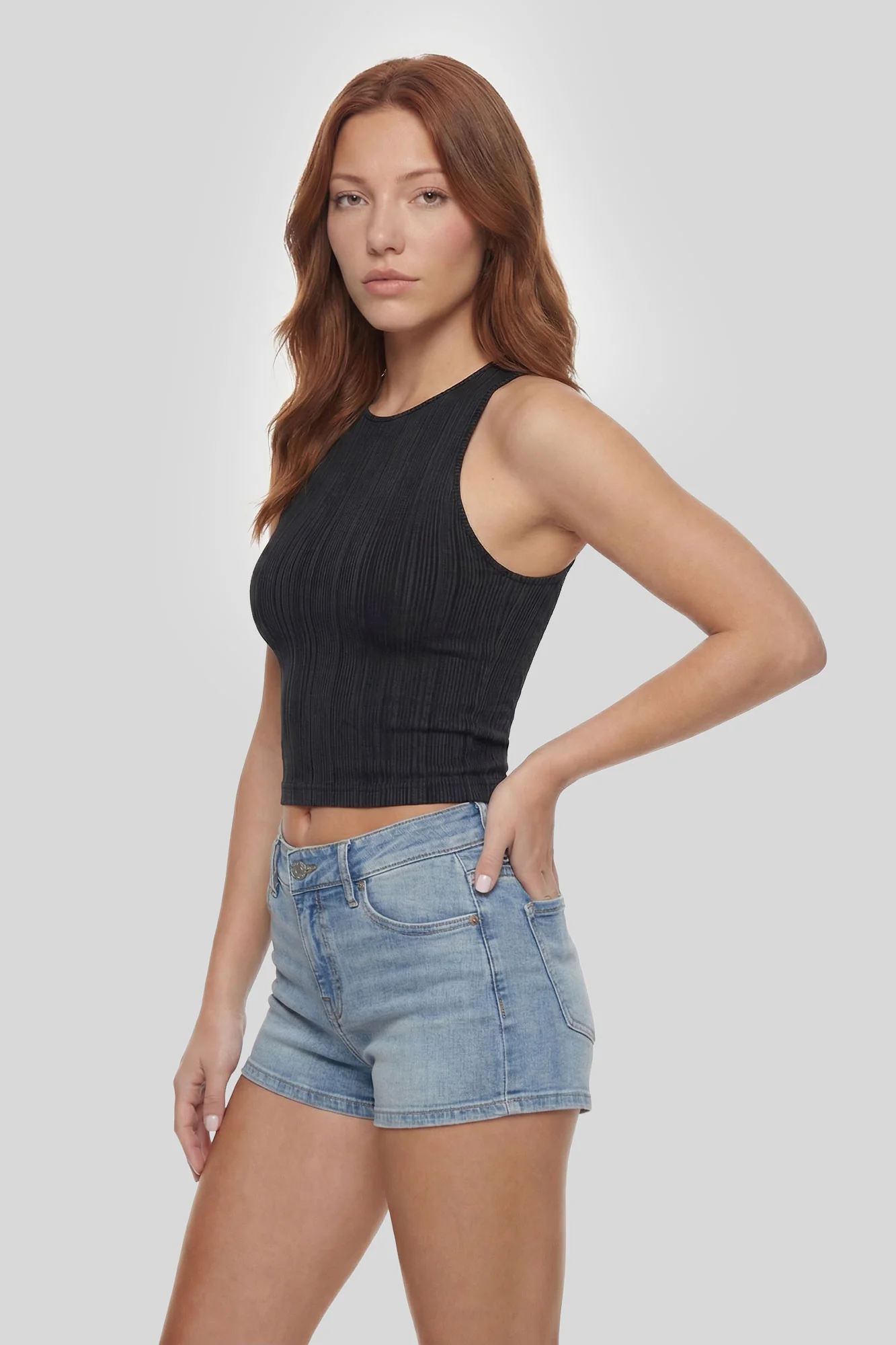 Seamless Ribbed High Neck Tank - Image 3