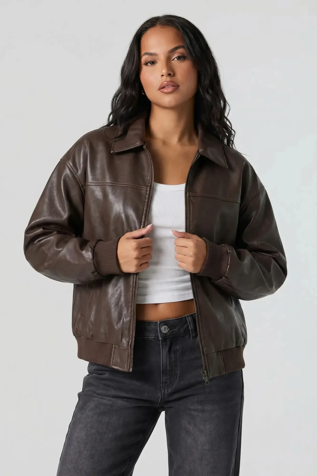 Oversized Faux Leather Jacket - Image 5