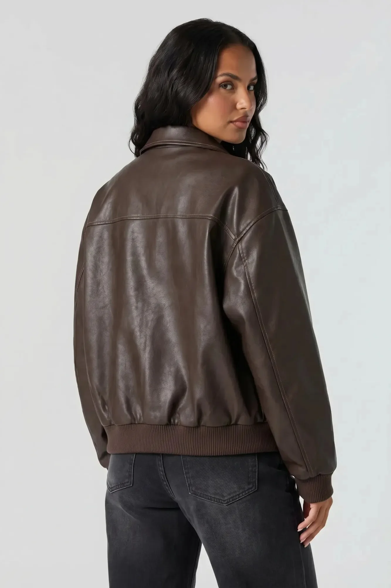 Oversized Faux Leather Jacket - Image 6